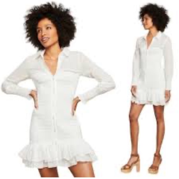 Veronica Beard White Kelsey Ruffled Smocked Mini Dress Size Small - Picture 14 of 14